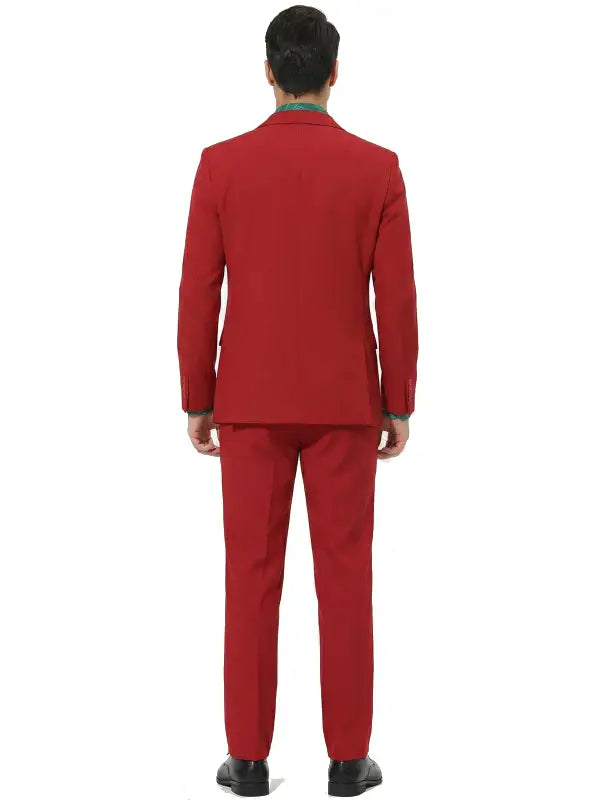 Men’s Red Three Piece Suit with Yellow Vest - The Leather Jackets