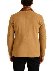 Men’s Tan Suede Blazer with Brown Leather Lapel