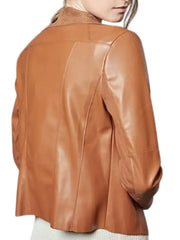 Women’s Tan Brown Waterfall Leather Jacket