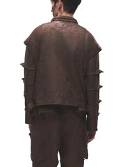 Men’s Distressed Brown Suede Leather Jacket