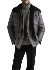 Men’s Premium Shearling Aviator Leather Jacket