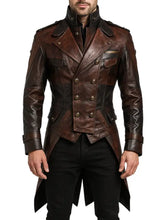 Men’s Vintage Brown Leather Tailcoat