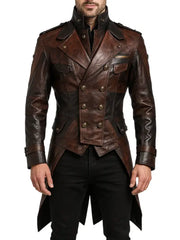 Men’s Vintage Brown Leather Tailcoat