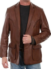 Distressed Brown Leather Blazer