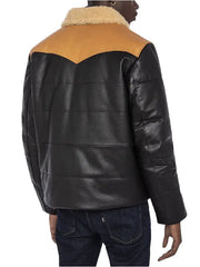 Men’s Black and Tan Shearling Leather Jacket