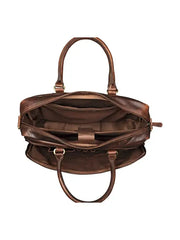 Premium Full-Grain Brown Leather Laptop Bag – Men’s Office & Travel Briefcase