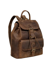 Vintage Full-Grain Leather Backpack – Rustic Brown Travel & Daily Carry Bag