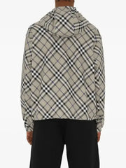 Men’s Lightweight Hooded Check Jacket – Premium Designer Plaid Windbreaker