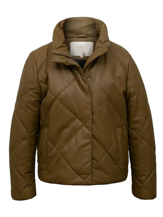 Coffee Quilted Leather Jacket - The Leather Jackets