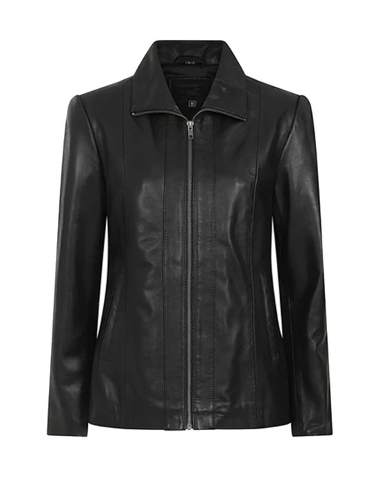 Black Shirt Style Genuine Leather Jacket