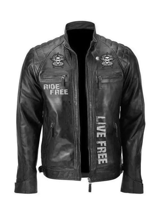 Live Free Ride Free Biker Genuine Leather Jacket