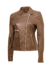 Brown Quilted Biker Leather Jacket - The Leather Jackets