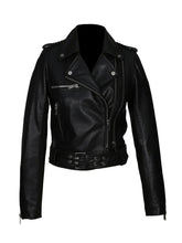 Black Side Belt Biker Style Genuine Leather Jacket