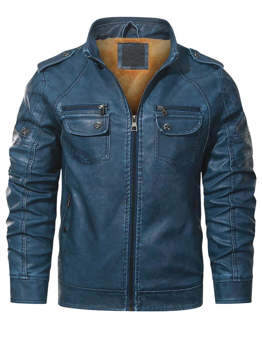 Biker Trucker Style Leather Jacket - The Leather Jackets