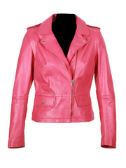 Pink Biker Style Genuine leather Jacket - The Leather Jackets