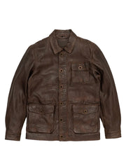 Chocolate Brown Trucker Style Leather Jacket - The Leather Jackets