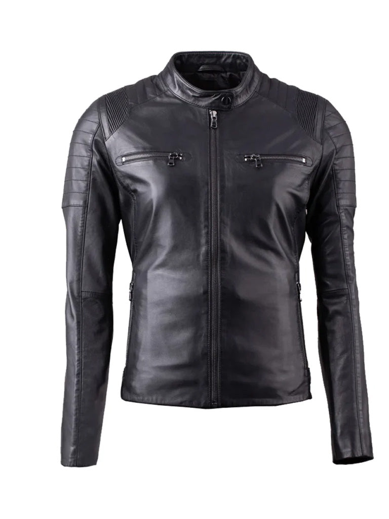 Black Slim Fit Biker Leather Jacket - The Leather Jackets
