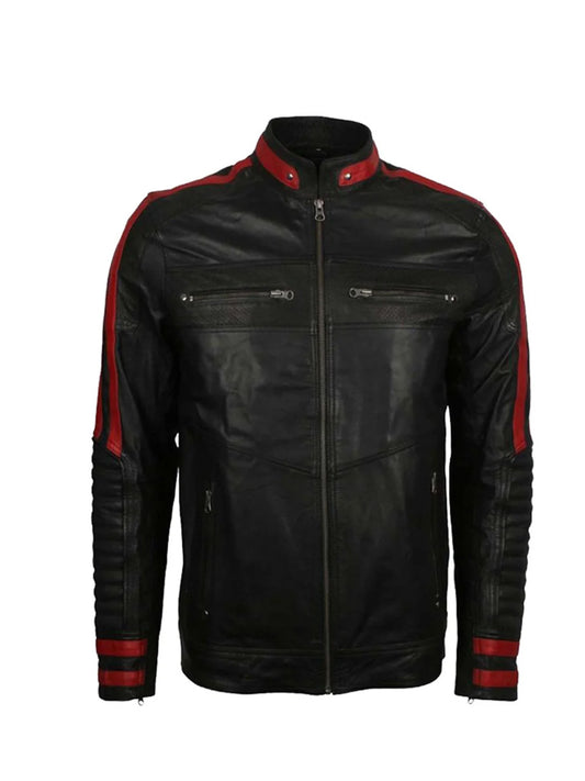 Cafe Racer Black Biker Leather Jacket