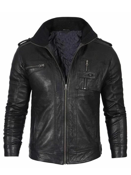 Waxed Cafe Racer Leather Jacket - The Leather Jackets