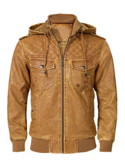 Vintage Brown Hooded Leather Jacket