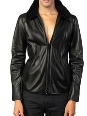 Black Biker loaf Leather Jacket