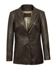 Black Genuine Leather Blazer