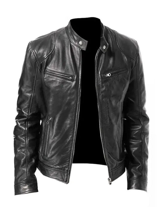 Vintage Cafe Racer Black Retro Biker Genuine Leather Jacket - The Leather Jackets