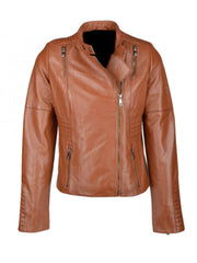 Tan Brown Biker Genuine leather Jacket - The Leather Jackets