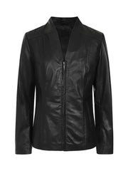 Short Round Collar Style Leather Jacket - The Leather Jackets