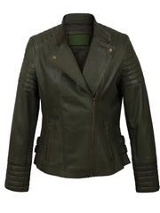 Green Notch Style Biker Leather Jacket - The Leather Jackets