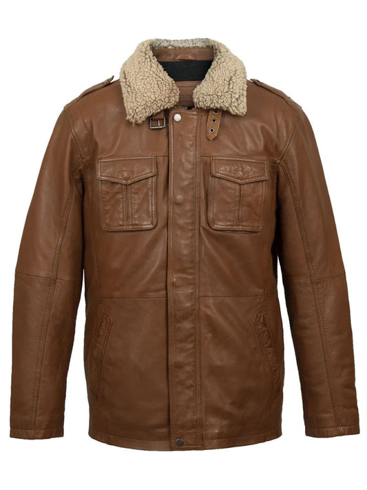 Tan Brown Shearling Long Coat - The Leather Jackets
