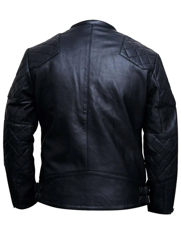 Biker Style Black Quilted Leather Jacket - The Leather Jackets