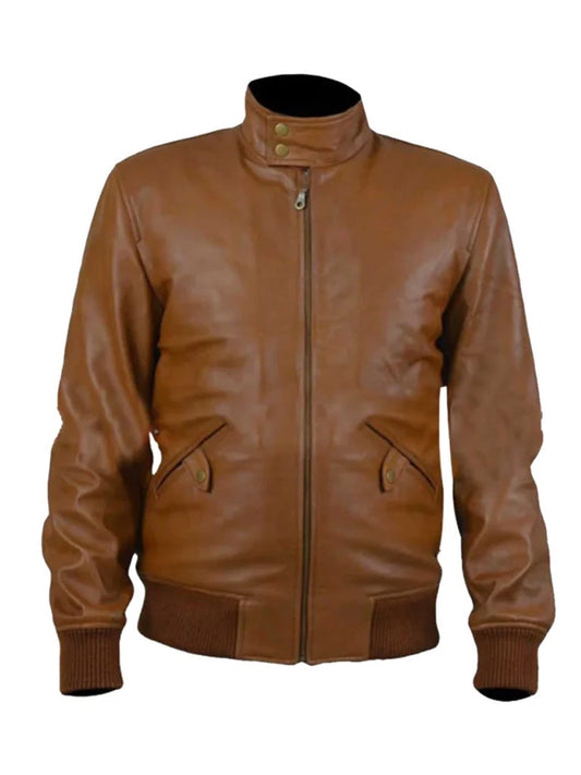 Brown Bomber Real Leather Jacket - The Leather Jackets