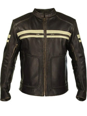 Biker Brown And White Leather Jacket