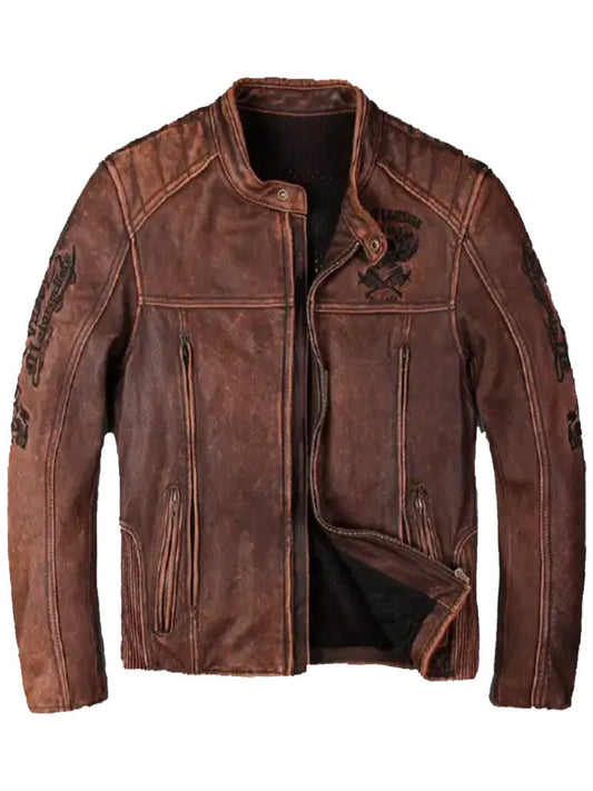 Woody Brown Biker Leather Jacket