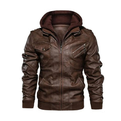 Brown Bomber Hooded Leather Jacket - The Leather Jackets