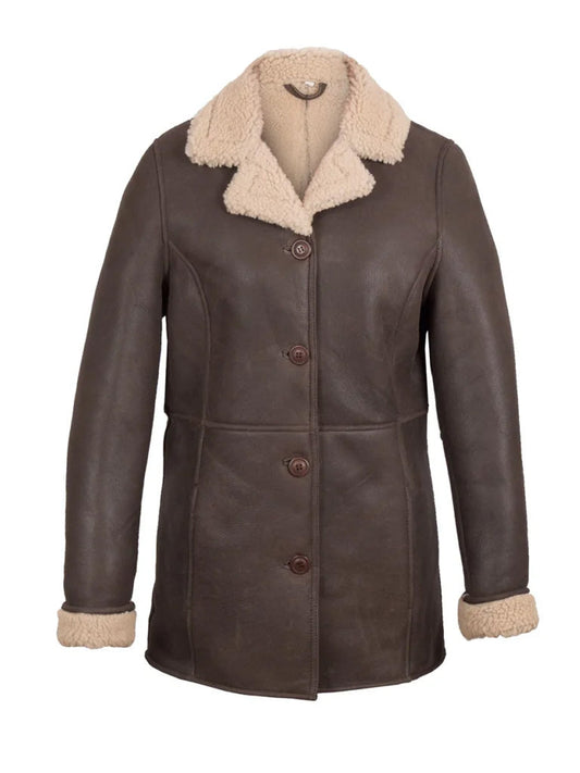 Luxury Style Shearling Suede Leather Long Coat - The Leather Jackets