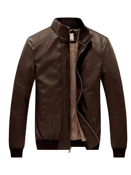 Dark Brown Bomber Leather Jacket - The Leather Jackets