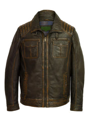 Distress Brown Trucker Genuine Leather Jacket - The Leather Jackets