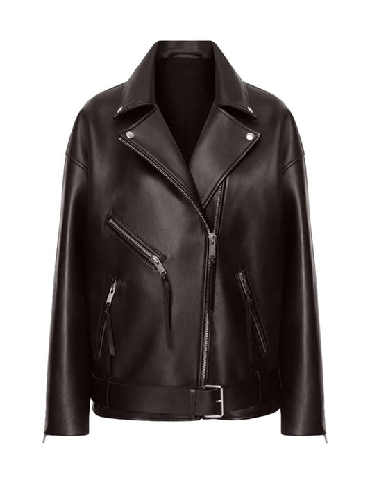Black Biker Genuine Leather Jacket - The Leather Jackets