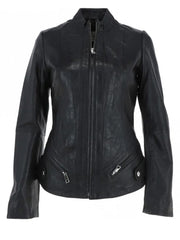 Black Short round Leather Jacket