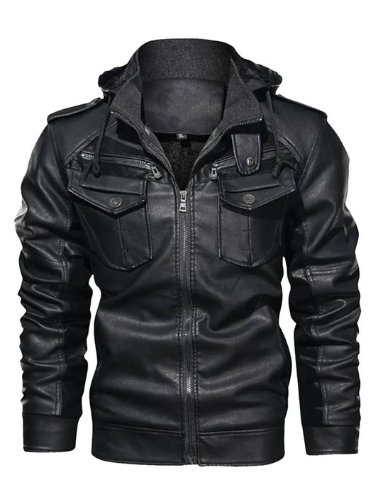 Black Trucker Biker Genuine Leather Jacket - The Leather Jackets