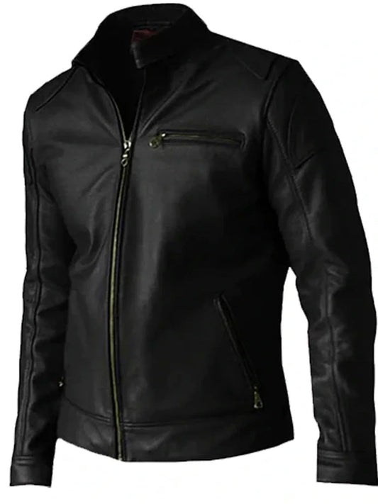 Black Biker Genuine Leather Jacket - The Leather Jackets