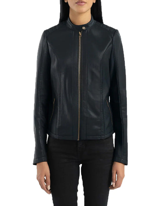 Biker Short Rounded Black Leather Jacket - The Leather Jackets