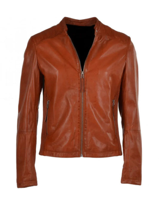 Brown Biker Real Leather Jacket