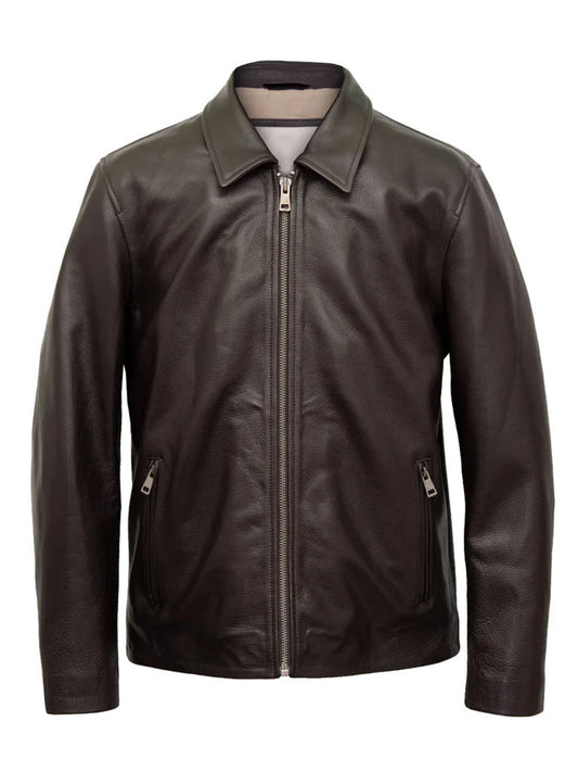 Shirt Style Dark Brown Genuine Leather Jacket - The Leather Jackets