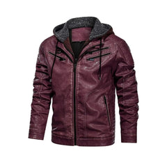 Red Bomber Hooded Leather Jacket - The Leather Jackets