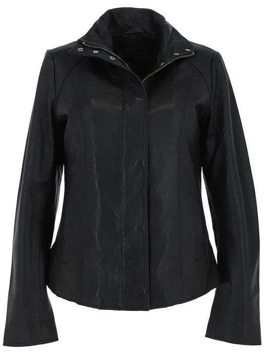 Lambskin Black Cafe Racer Leather Jacket