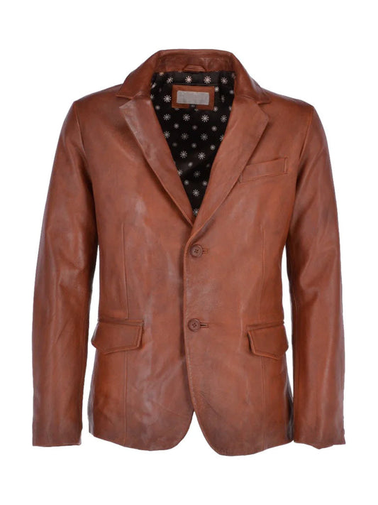 Tan Brown Genuine Leather Blazer - The Leather Jackets