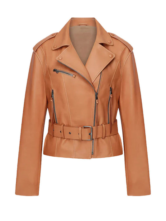 Tan Brown Biker Leather Jacket - The Leather Jackets